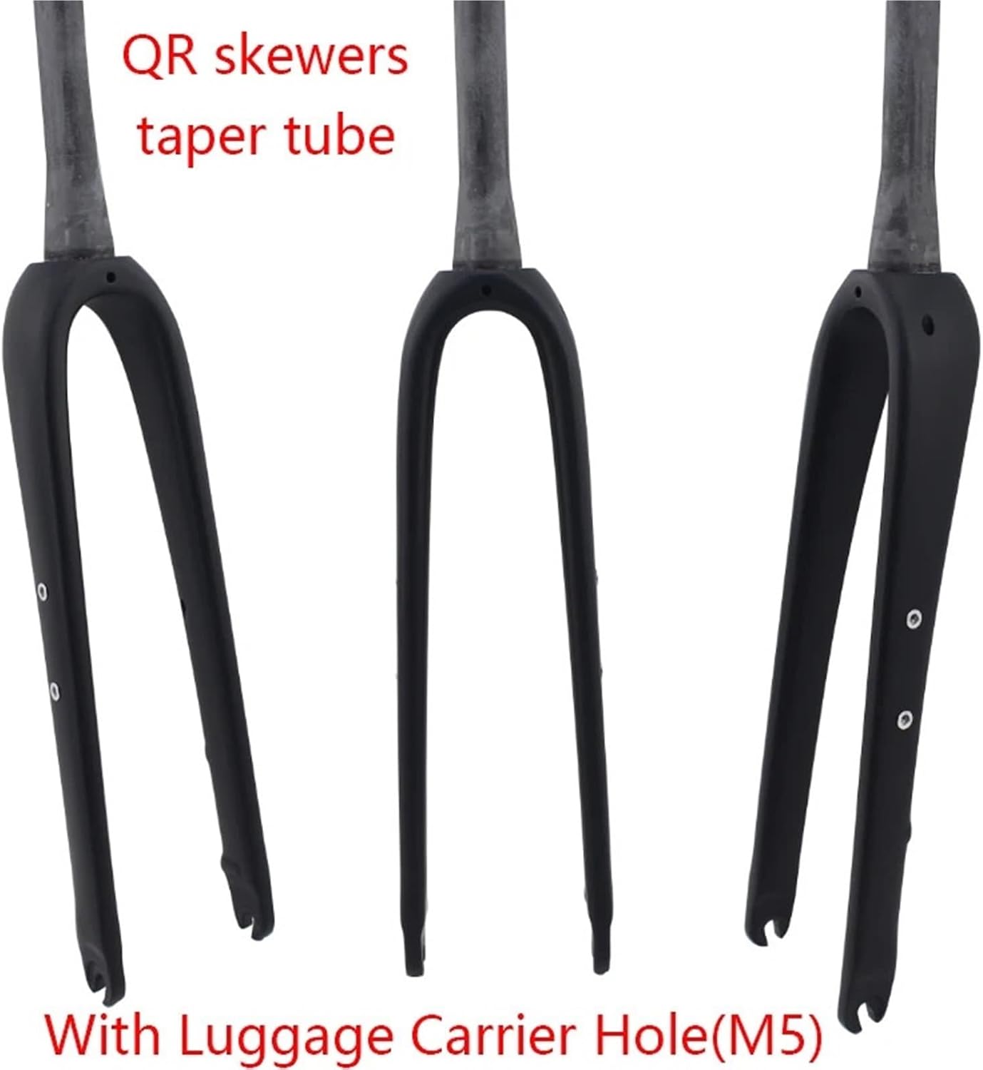 Générique Fourche Avant Rigide en Fiber De Carbone 700C Gravel Cyclocross, Frein À Disque À Montage Plat avec Supports De Porte-Bagages QR tapered matt