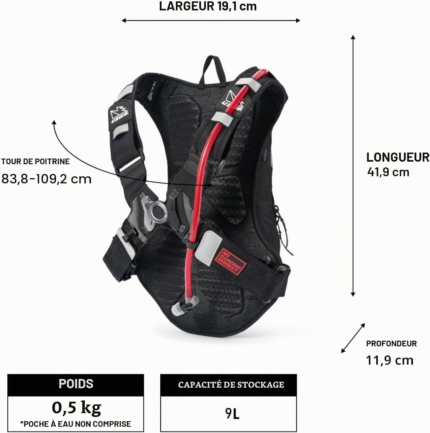 USWE VTT Hydro Sac à Dos d'eau pour vélo, VTT, E-MTB et Gravel Sac à Dos avec Sac d'eau 9L, bronze