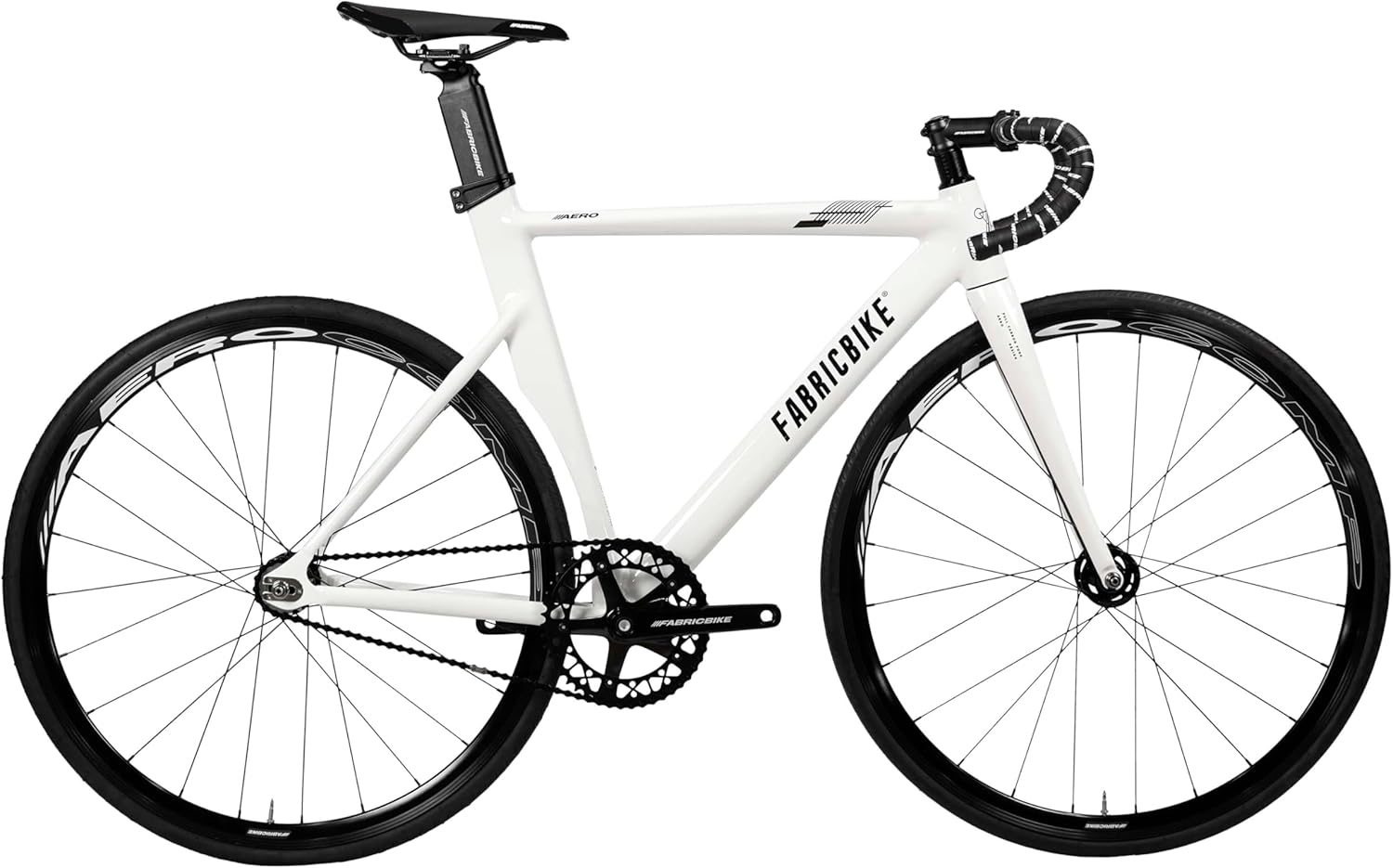 FabricBike Aero - Vélo Fixie, Fixed Gear, Single Speed, Cadre Aluminium et Fourche Carbone, Roues 28", 3 Tailles, 5 Couleurs, 7,95 kg (Taille M) White & Black M-54cm