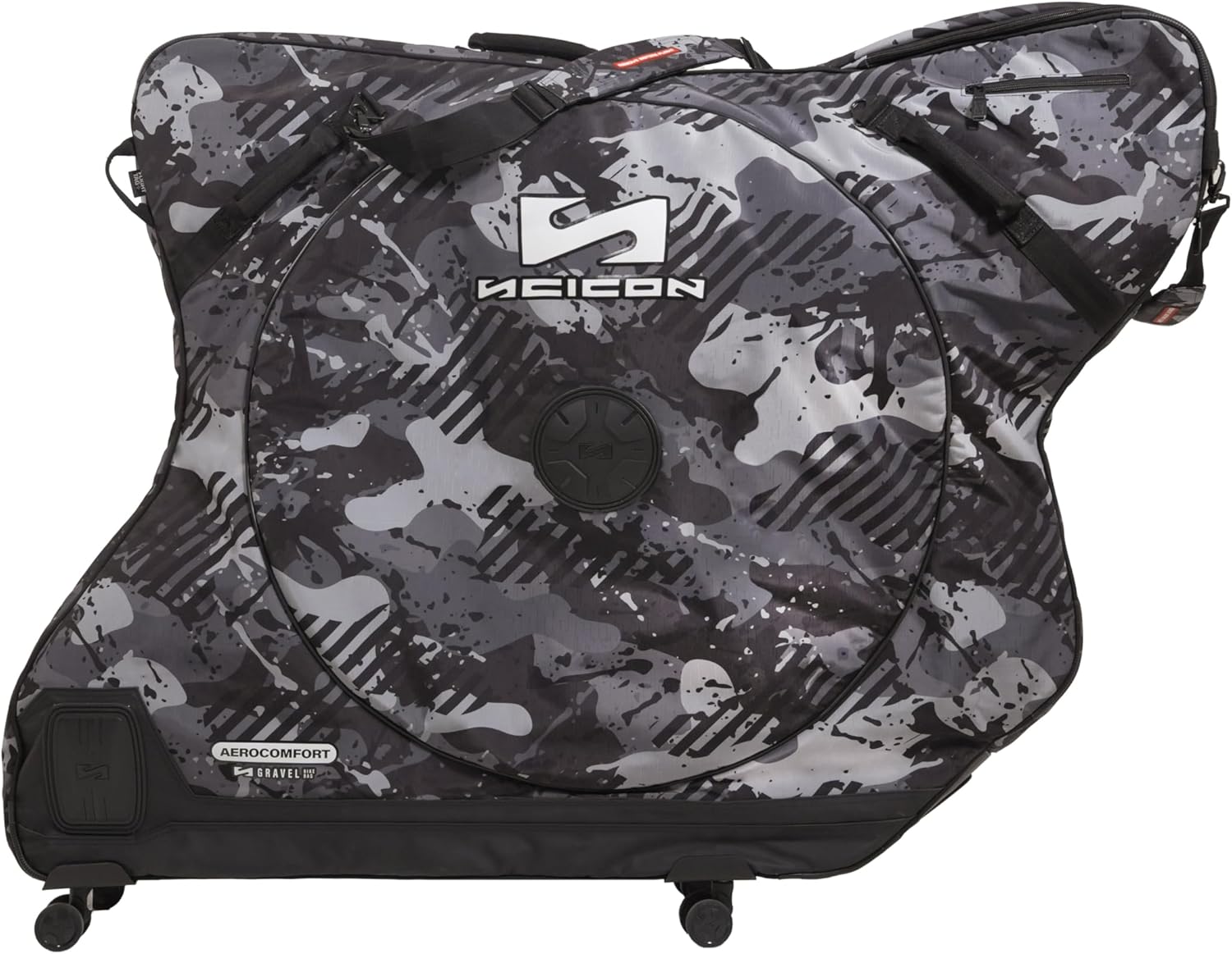 Scicon Sports Aerocomfort 3.1 Valise porte-vélo Gravel & Course, 10,7 kg, zone de guidon éspadible, camouflage gris