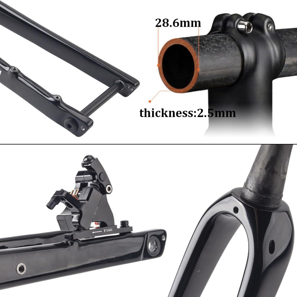 700C Fourche Rigide en Fibre De Carbone T800 Tube Conique 1-1/8'' Blocage Rapide 9 X100mm Frein À Disque Fourche pour Vélo De Route/Gravel 12*100mm A