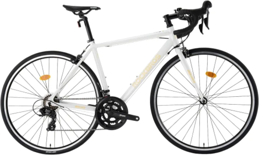 AERIX Vélo de Route 700C Aluminium 16 Vitesses, Léger 11,36 kg, Guidon Droit, Vélo Fitness Débutant Loisirs Entraînement pour Hommes Femmes, Tailles XS/S/M/L/XL Blanc M