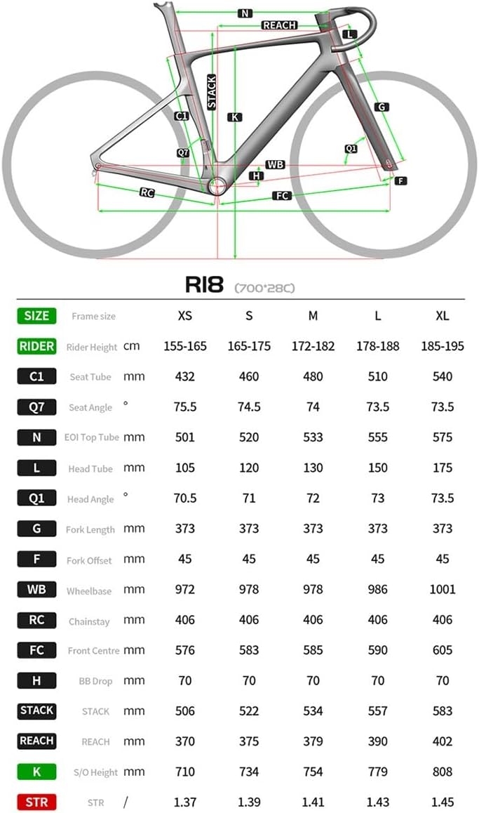 Cadre De Vélo De Route Gravel 700C 43CM/46CM/48CM/51CM/54CM Fibre De Carbone Cadre avec Freins À Disque avec Fourche Axe Traversant 100mm/142mm Noir 510mm