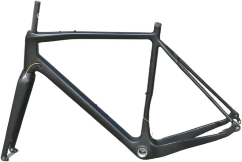 Générique Vélo de Gravel en Fibre Carbone UD Mat, Cadre et Fourche à Montage Plat, BSA 46/49/52/54/56/58/61 cm 46cm