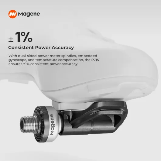P715 Capteur de Puissance à Pédales, Précision de Puissance de ± 1%, Autonomie de 120h, Bluetooth Ant+, Pédales de Vélo Double Face Compatible avec (SPD-SL)/(KEO) P715-KEO