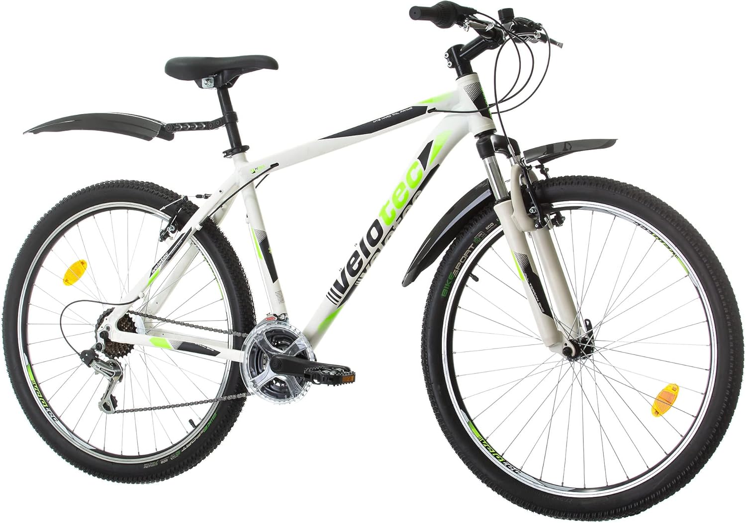 Multibrand Velotec Pro 26/27,5/29 Pouces VTT en Aluminium, Frein V-Brake, Unisexe, adapté pour 165–190 cm Blanc avec vert, 21 vitesses 27.5 inch