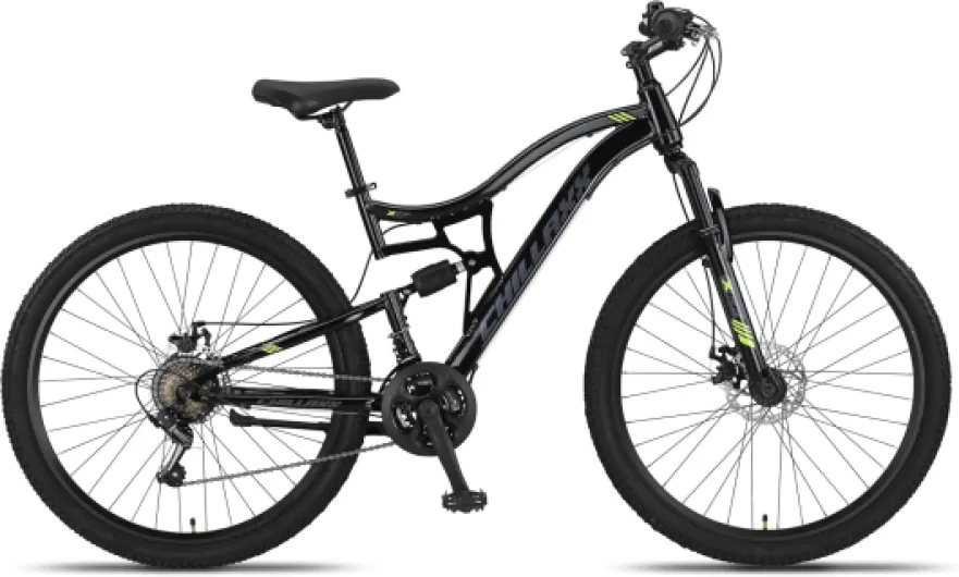 Chillaxx Falcon VTT de 24, 26, 27,5 et 29″, pour garçons, filles, femmes et hommes, frein à disque, dérailleur à 21 vitesses, suspension complète 27.5" Frein à disque noir