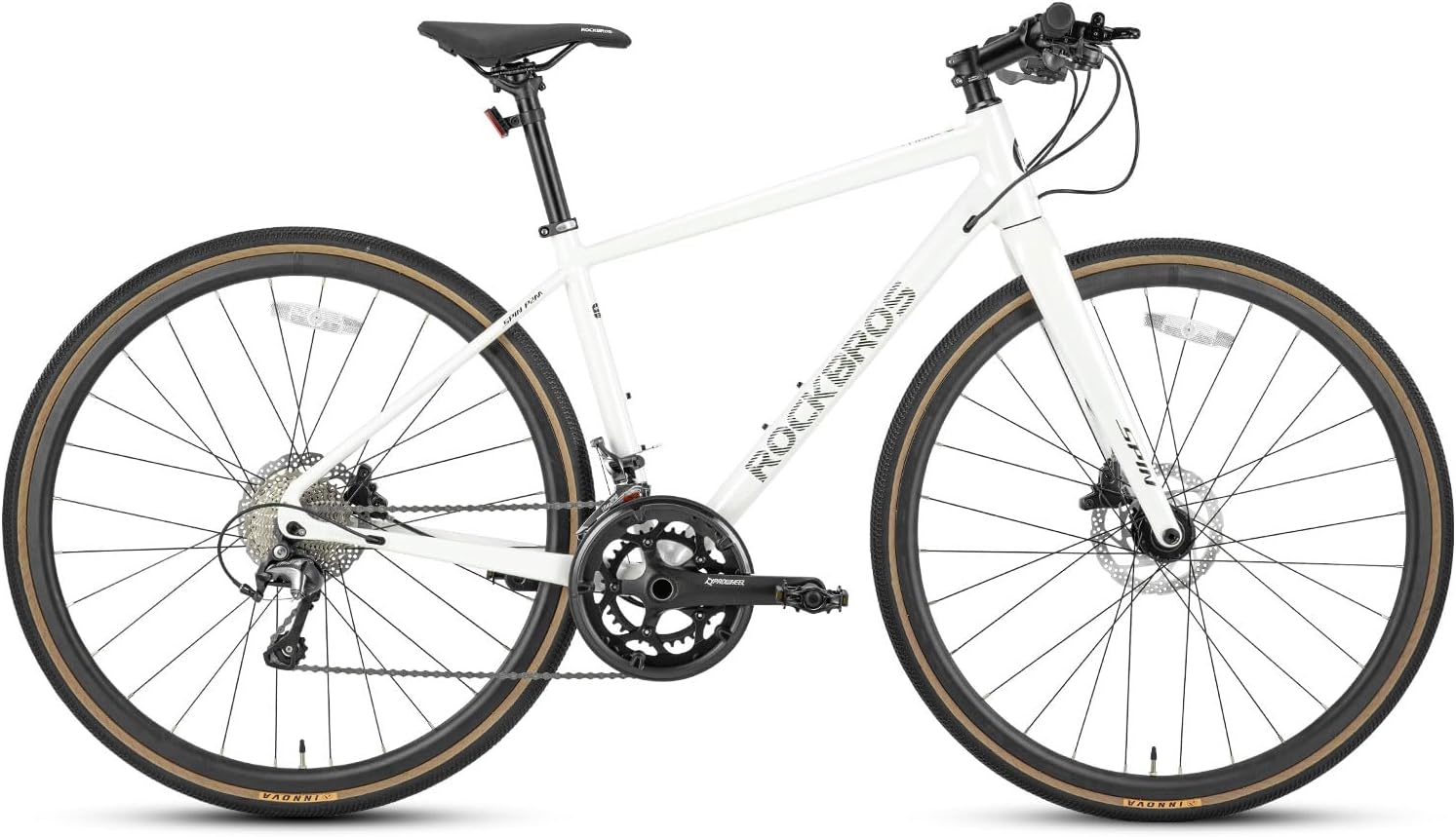 Spin Vélo de Route Gravel 700C Adulte, Vélo Hybride 20 Vitesses, avec Fourche de Carbone, Freins à Disque Hydrauliques, pour Hommes et Femmes, S/M/L Blanc S