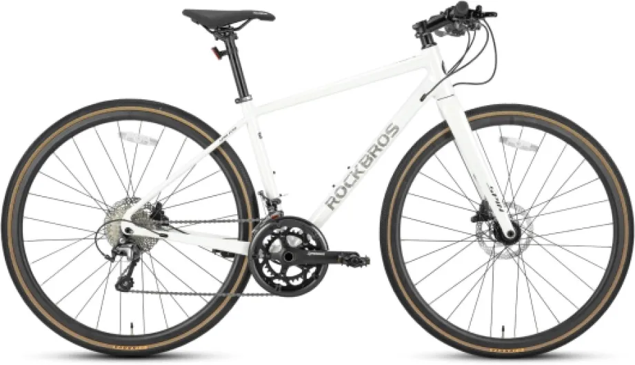 Spin Vélo de Route Gravel 700C Adulte, Vélo Hybride 20 Vitesses, avec Fourche de Carbone, Freins à Disque Hydrauliques, pour Hommes et Femmes, S/M/L Blanc S
