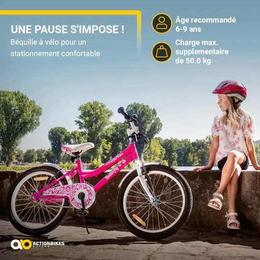 Actionbikes Vélo Enfant Butterfly - 20 Pouces - Remorque vélo Enfant - Vélo Enfants 2-9 Ans - Pneus à air - Protections de chaîne - Vélos - Draisienne - Vélo pour Enfant blanc/rose