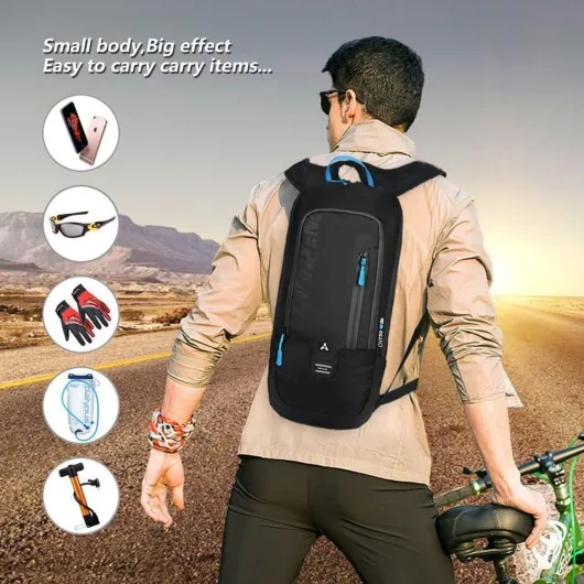 WINDCHASER Petit sac à dos de vélo, sac à dos d'hydratation, étanche, pour la randonnée, l'escalade, le cyclisme, la course, le camping, le sport, le sport, le vélo, le camping, le sport Noir