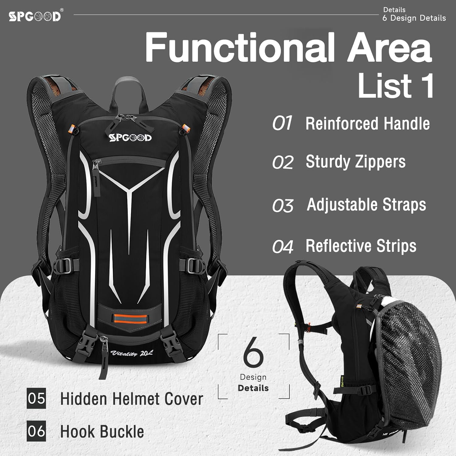 Sac À Dos Vélo 20l/25l/30l (9 Couleurs) - Imperméable, Ultraléger - Pour Femmes Et Hommes, Multifonctionnel - Avec Housse De Pluie/Housse De Casque, Sac À Dos Vtt Gris-noir 20 l
