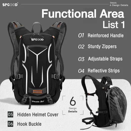 Sac À Dos Vélo 20l/25l/30l (9 Couleurs) - Imperméable, Ultraléger - Pour Femmes Et Hommes, Multifonctionnel - Avec Housse De Pluie/Housse De Casque, Sac À Dos Vtt Gris-noir 20 l