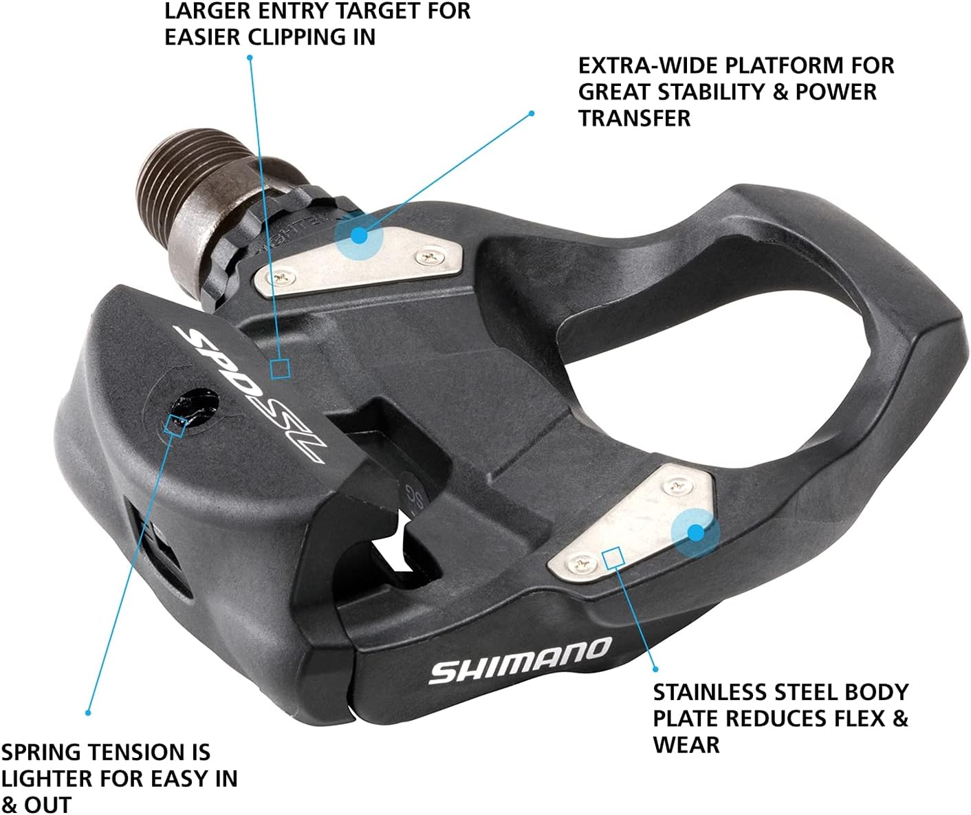 Shimano Rs500 SPD-SL Paia Pedali Unisex Adulto, Grigio, Taglia Unica Unique