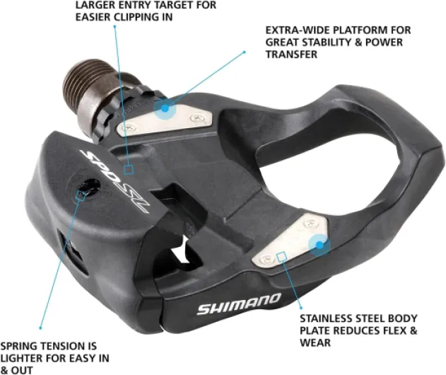 Shimano Rs500 SPD-SL Paia Pedali Unisex Adulto, Grigio, Taglia Unica Unique