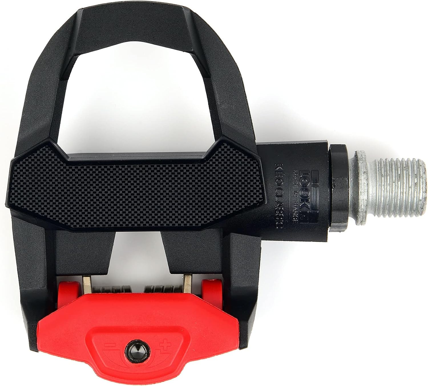 LOOK Cycle - Pédales de Vélo KEO Classic 3 - Pédales Automatiques, Large Surface d'Appui de 400 mm² - Tension Ajustable, Facile à Régler - Corps en Composite - Axe en Chromoly Noir Rouge