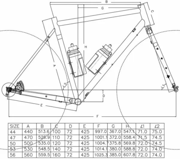 Cadre de vélo Gravel Route 700C Route Cyclocross Freins à Disque 44cm 47cm 50cm 53cm 56cm Cadre en Acier CR-mo Axe traversant 100/142 BSA BB68mm (Gris Ciment, 56cm) Cement Grey 56cm