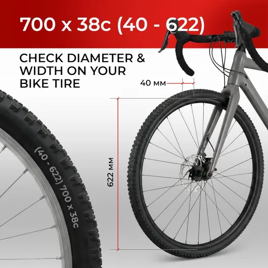 Paire de Pneus Gravel 700x38c (40-622) ETRTO - Ultra Léger 450g - 2 Chambres à Air Valve Schrader Incluses - Protection Anti-Crevaison Nylon - Idéal pour Vélo Route, Hybride et VAE Electrique