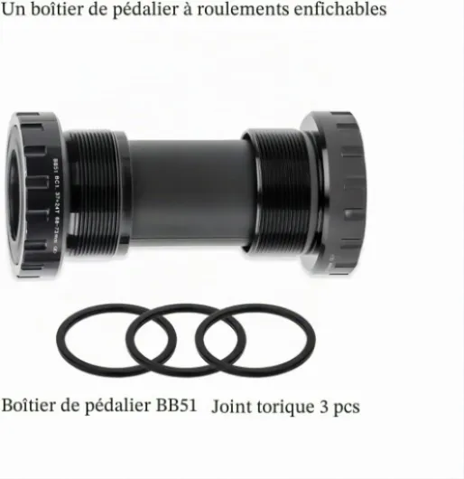 Fil filete Axes de pédalier pour vélo Jeu d'anneau roulement Rechange de pedalier Boitier BSA pour VTT 68-73 mm (Noir)