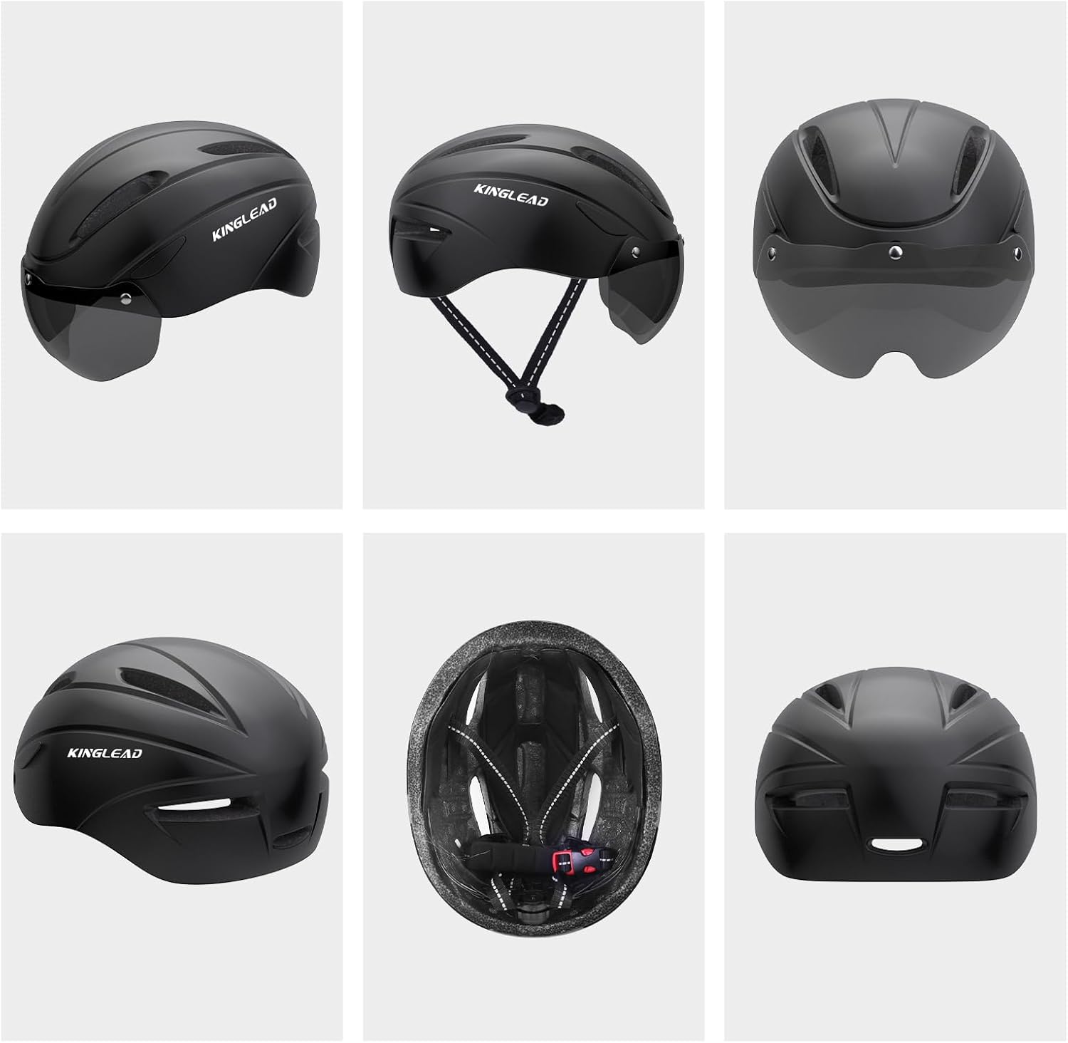 Casque Vélo Homme, Casque Vélo Femme KINGLEAD, Casque Vélo MTB avec Visière Magnétique Amovible, Casque Respirant Ultraléger, Casque Vélo Ajustable Noir