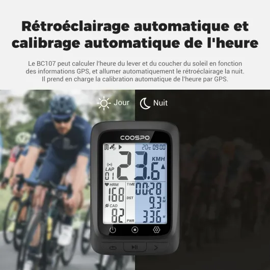 BC107 Compteur Velo sans Fil Bluetooth 5.0 Ant+ Compteur Vitesse Velo Odomètre, Écran LCD rétroéclairé de 2.4 Pouces Compatible avec Capteurs Ant, Velo Route et VTT BC107-SET BC107-SET