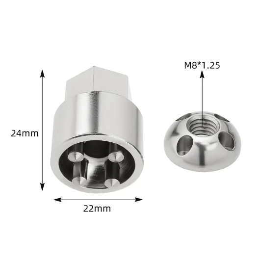GIONAR 4 Ecrou Antivol M8 avec 1 Clé Spéciale, Antivol Tente de Toit, Écrou Antivol Matériau en Acier Inoxydable 304, Antirouille et Durable, pour Voitures, Motos, Vélos, Tentes de Toit(M8x1.25)