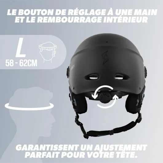 T'nB - Visor, Casque de Protection Vélo et Trottinette Electrique, pour Homme et Femme, Visière Transparente, Réglage Molette, Caches-Oreilles Détachables Noir L (Tour de tête 58-62 cm)