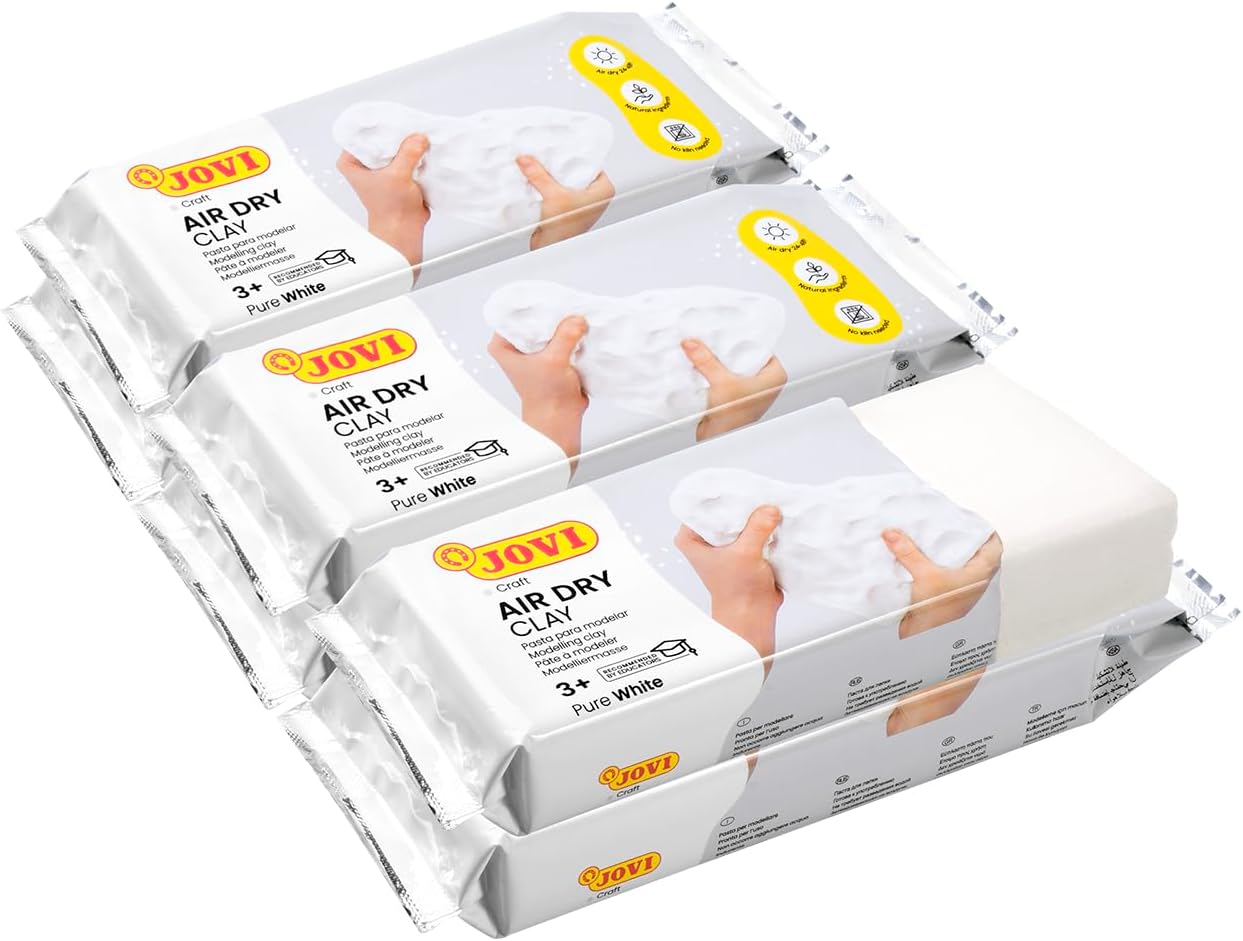 Kit Air Dry - Pâte à modeler autodurcissante à base d'argile humide, Séchage à l'air sans four, Couleur Blanc, 6 unités de 500 gr, Idéale pour les enfants de 3 ans et plus Unique 3 kg