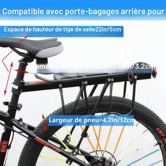 Porte-Bagages arrière pour vélo, capacité de 50 kg, avec Support réfléchissant et réglable à dégagement Rapide pour vélo de Montagne B- Demi-libération rapide