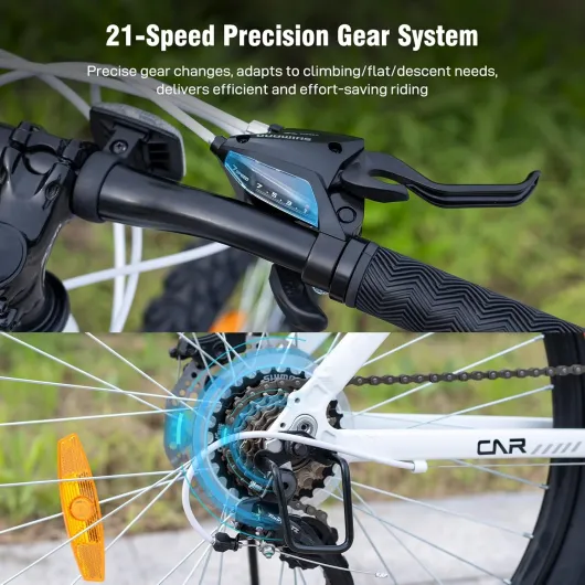 EM3 VTT pour Adultes Hommes et Femmes, Vélo 26 Pouces, Système de Vitesses 21 Rapports, Cadre en Aluminium avec Suspension Avant, Vélo Tout Terrain avec Freins à Disque, Charge Max - 150 kg EM3-Noir