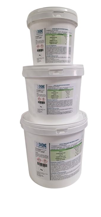 5kg ACIDE OXALIQUE DIHYDRATE - Sel d'oseille - Eclaircit le bois - Elimine la rouille - Désoxyde les métaux - Remet à neuf