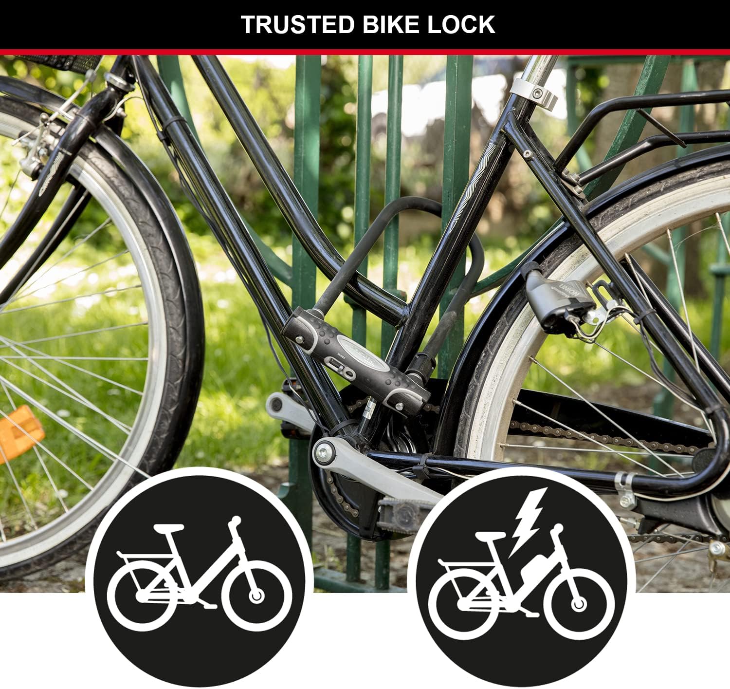 Antivol Vélo U [A Clé] [Support de Vélo Universel] [Antivol Certifié] [Modèle XL] 8195EURDPROCOLW - Idéal pour les Vélos, Vélos Electriques, VTT et autres Noir