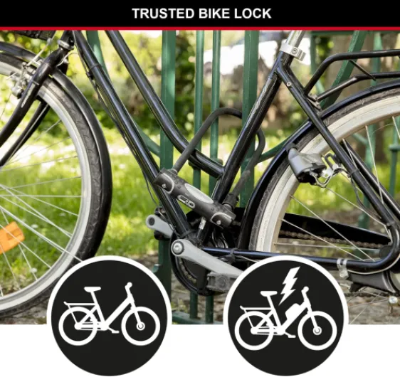 Antivol Vélo U [A Clé] [Support de Vélo Universel] [Antivol Certifié] [Modèle XL] 8195EURDPROCOLW - Idéal pour les Vélos, Vélos Electriques, VTT et autres Noir