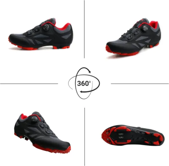 Chaussures de Cyclisme VTT Professionnel Respirant Antidérapant Compatible Pédales SPD pour Homme/Femme 42 EU T2