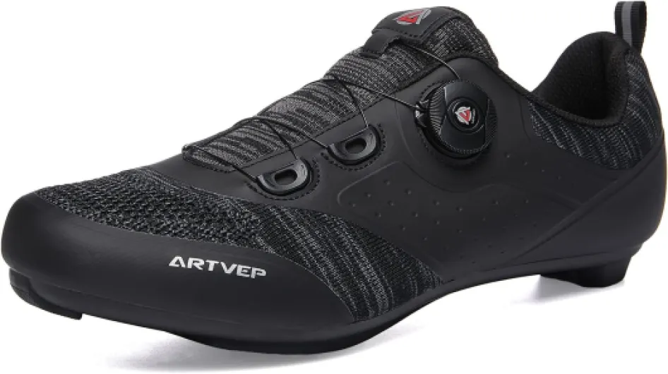 Chaussures de Cyclisme Homme Femmes Chaussure Peloton Chaussures de Vélo Route VTT, Compatibles Look SPD SPD-SL Delta avec Crampons Antidérapants 43 EU Noir