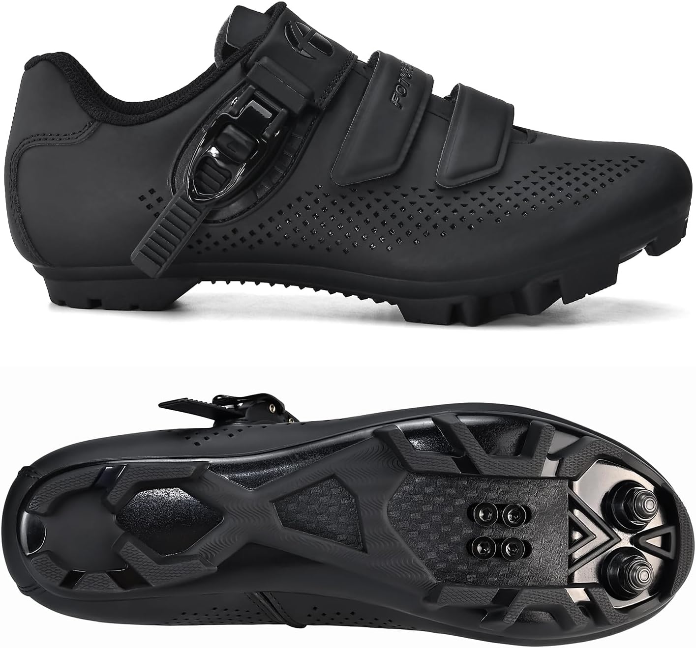 Chaussures VTT pour Hommes Femmes, Chaussures-MTB Compatible avec l'installation SPD Cleats 45 EU Noir Sans Crampons