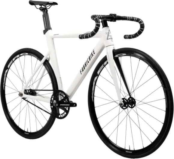 FabricBike Aero - Fixed Gear Bicyclette, Single Speed Fixie Complète moyeu, Cadre en Aluminium et Fourche en Carbone, Roues 28, 5 Couleurs, 3 Dimensions, 7.95 kg (Taille M) White & Black M-54cm