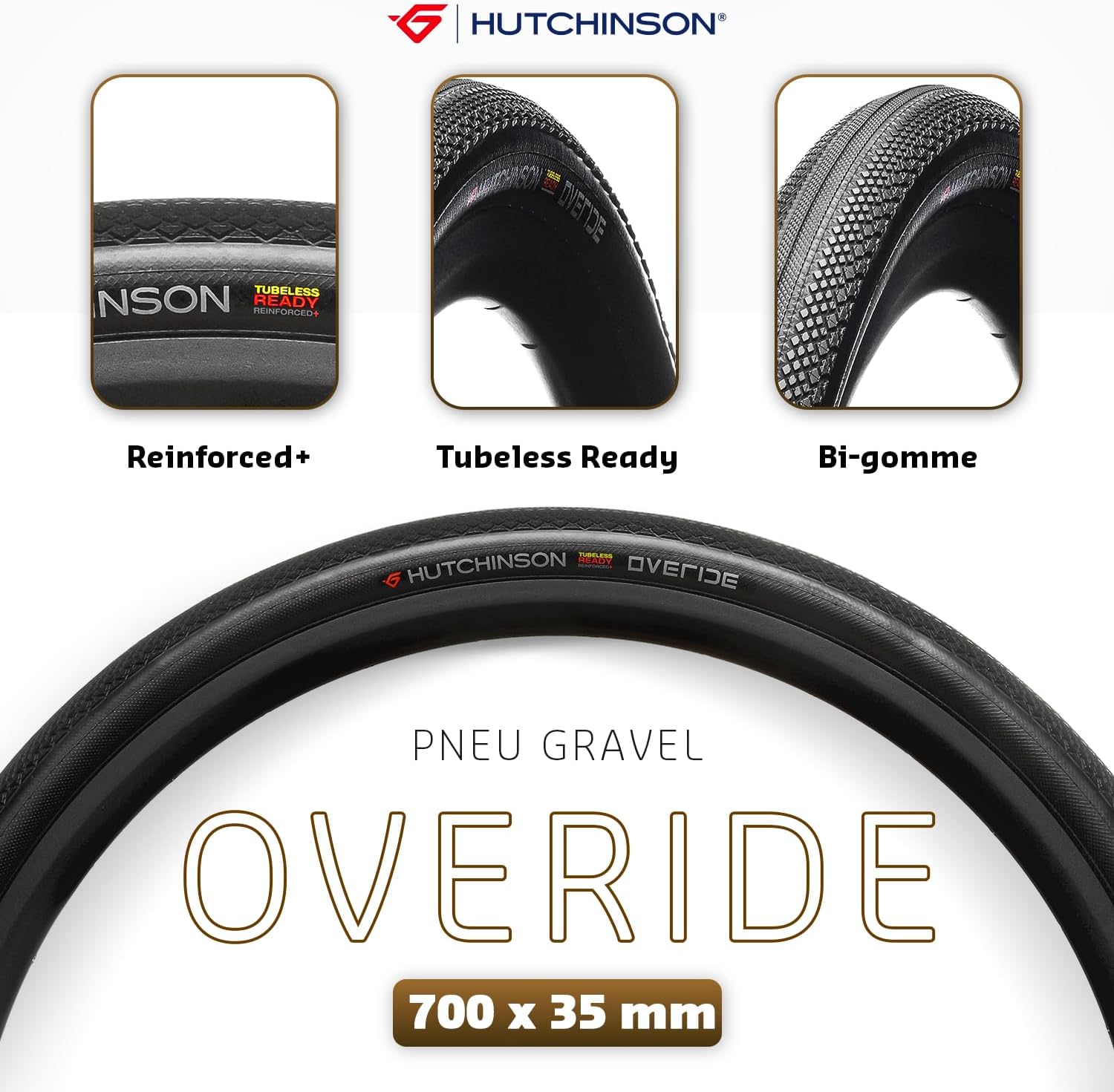 OVERIDE - Gravel-Reifen - Leistung und Komfort - Flexible Wulste - Schwarz - Tubeless Read Dimensions 700 x 35 mm